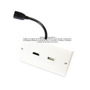 Placa Tapa Decora HDMI 4k pigtail + USB 2.0 en ABS